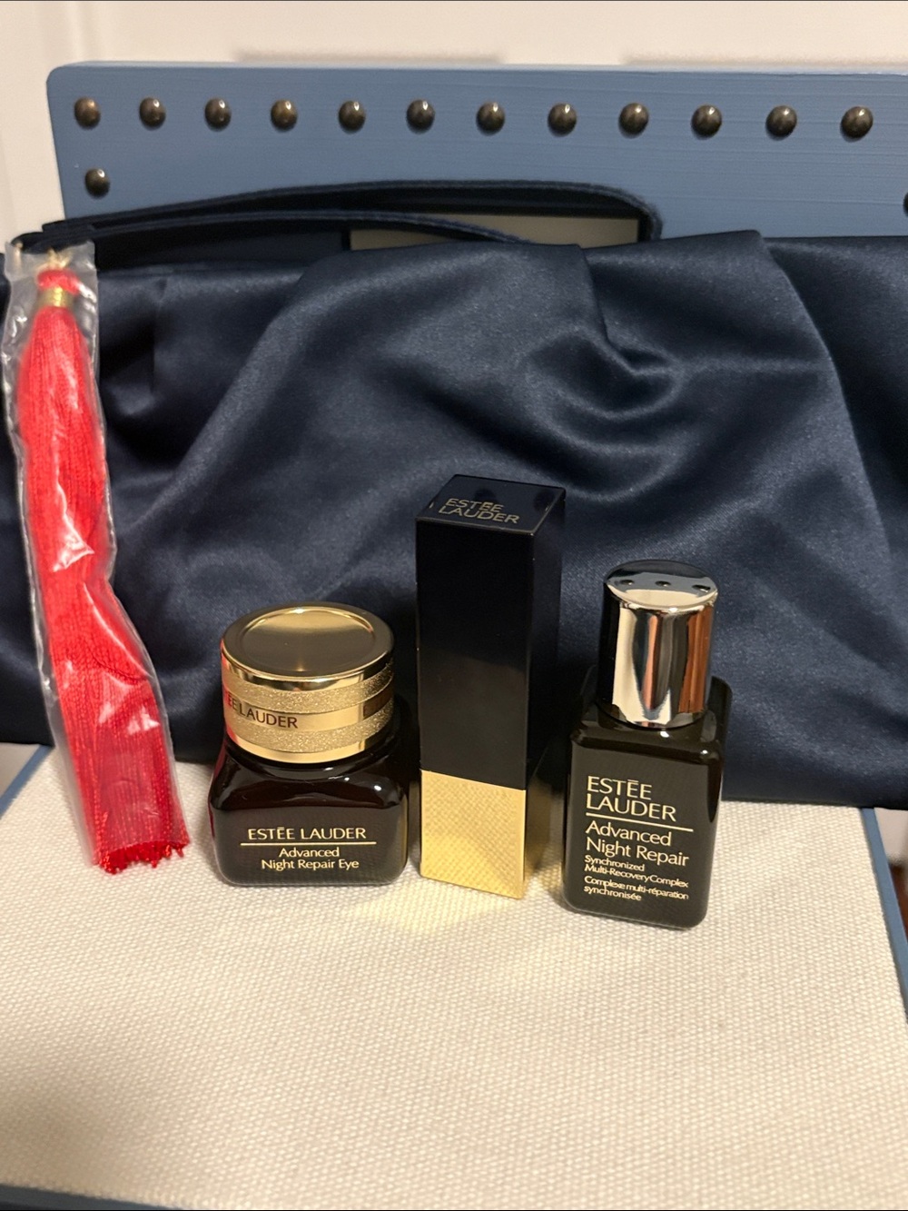 New Estée Lauder 4 Pc Bundle Lipstick Bag Advance Night Repair & Eye